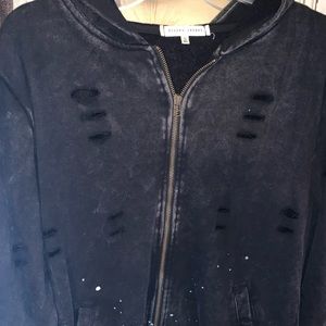 Distressed Over sized full zip hoodie